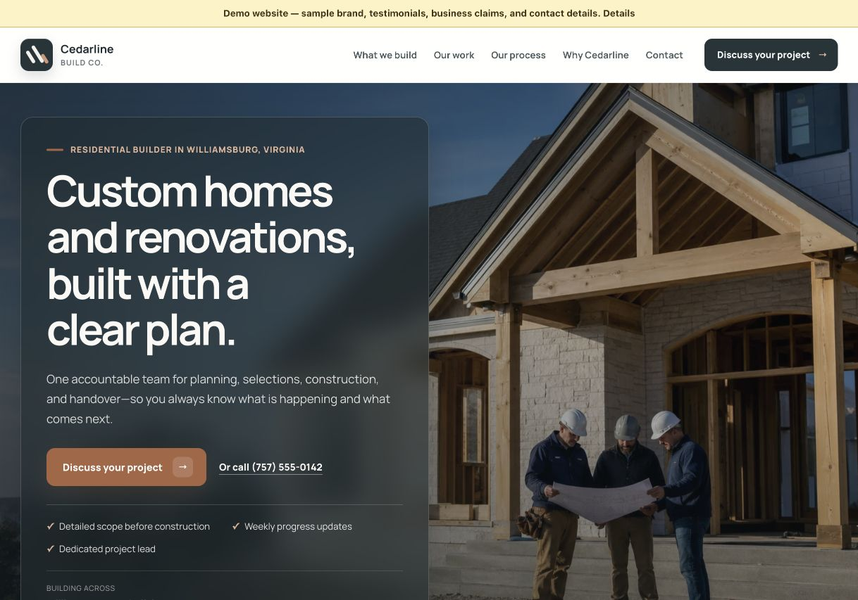 Proiectul Construction Previzualizarea site-ului Construction