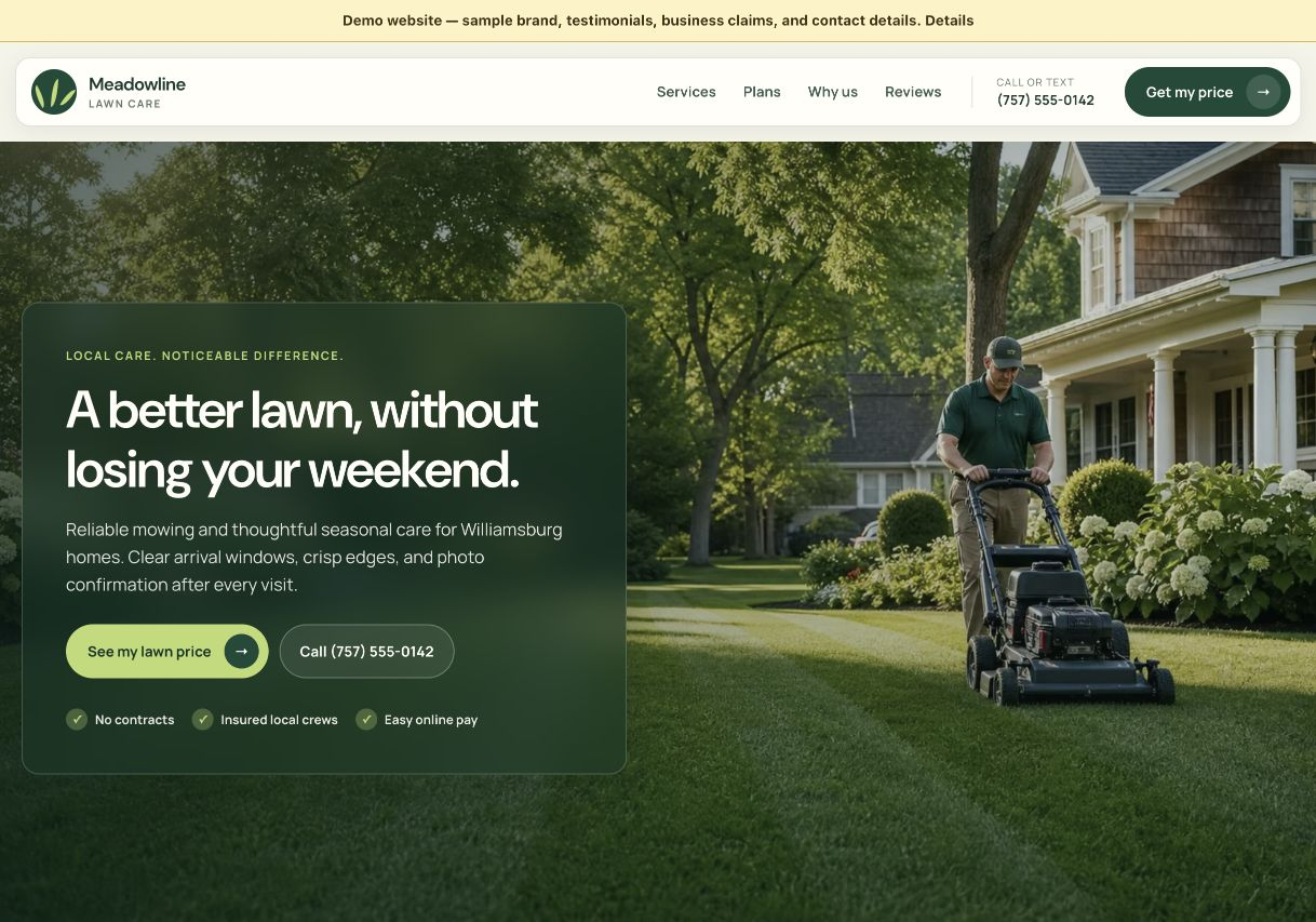 Proiectul Lawn Care Previzualizarea site-ului Lawn Care