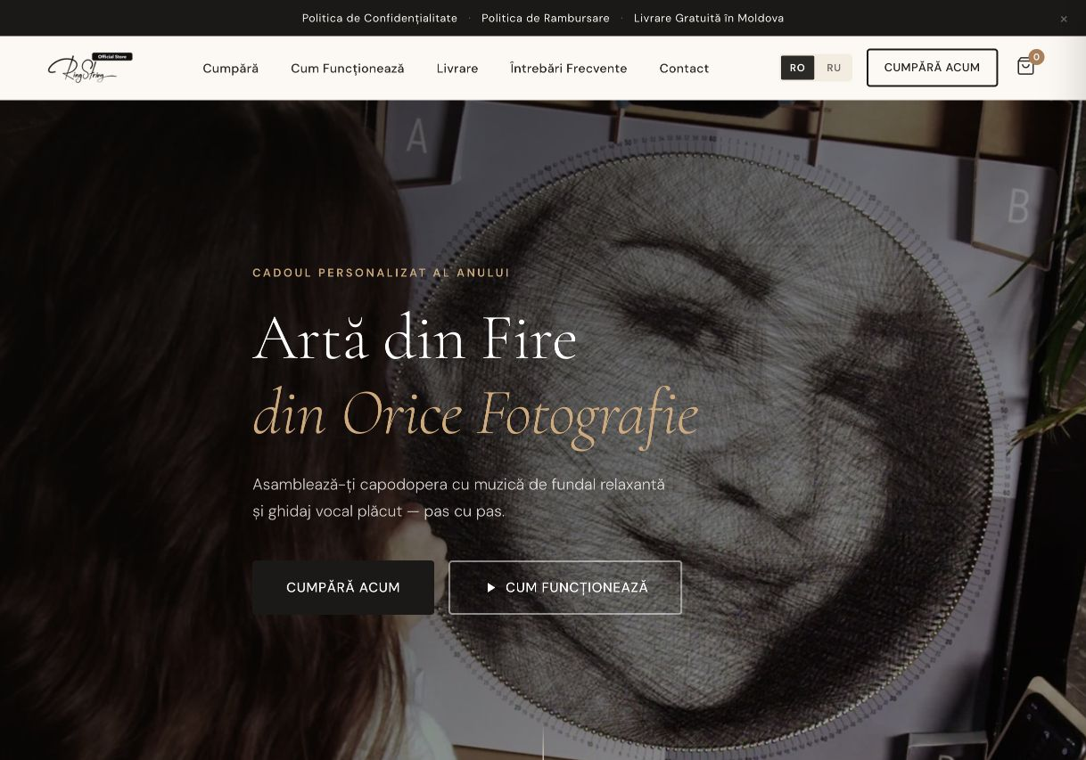 Proiectul RingString Previzualizarea site-ului RingString